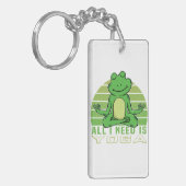 Een grappige kikker met yoga. sleutelhanger (Voorkant Links)