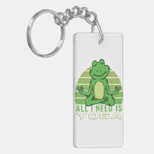 Een grappige kikker met yoga. sleutelhanger (Voorkant Links)