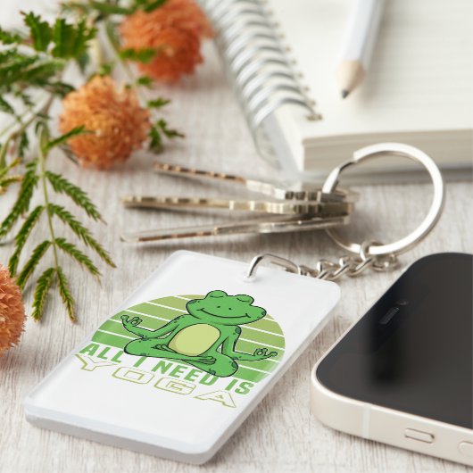 Een grappige kikker met yoga. sleutelhanger (Voorkant Rechts)