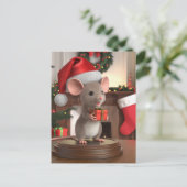 Een grappige kleine kerstmuis briefkaart (Staand voorkant)