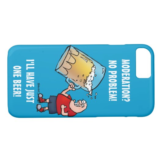 Een grappige man met slechts één grote bier Case-Mate iPhone case (Achterkant (Horizontaal))