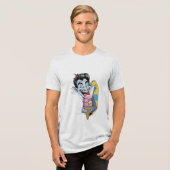 Een grappige, niet-zo-enge vampier die ijs eet. Tri-Blend shirt (Voorkant volledig)