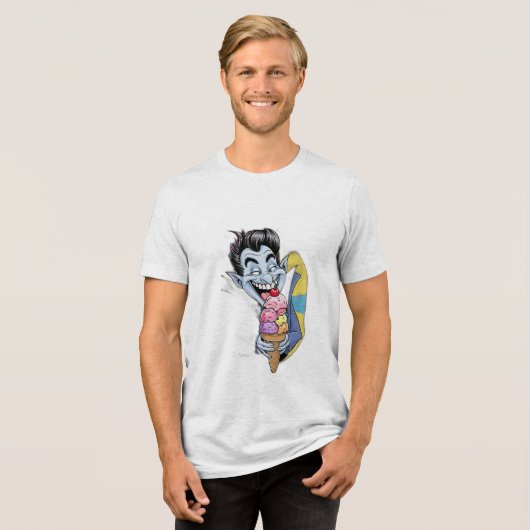 Een grappige, niet-zo-enge vampier die ijs eet. Tri-Blend shirt (Voorkant volledig)