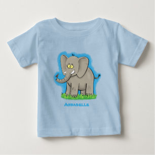Een grappige olifant met vogel op de cartoon van d