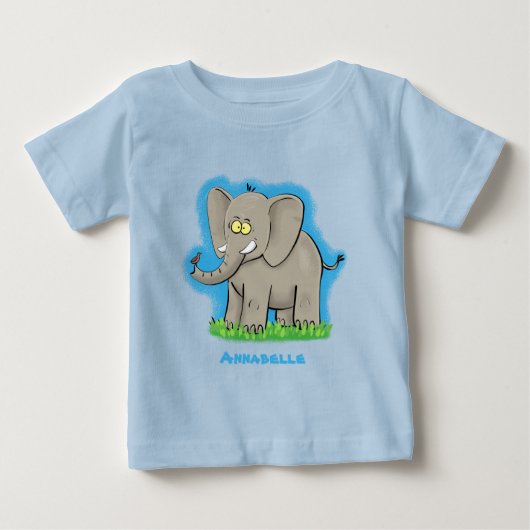 Een grappige olifant met vogel op de cartoon van d (Voorkant)