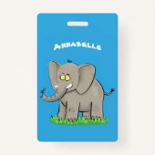 Een grappige olifant met vogel op de cartoon van d badge (Achterkant)