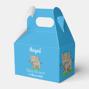 Een grappige olifant met vogel op de cartoon van d bedankdoosjes