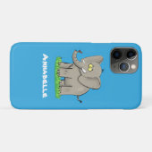 Een grappige olifant met vogel op de cartoon van d Case-Mate iPhone case (Achterkant (horizontaal))