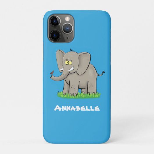 Een grappige olifant met vogel op de cartoon van d Case-Mate iPhone case (Achterkant)