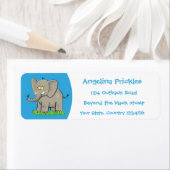 Een grappige olifant met vogel op de cartoon van d etiket (Insitu)