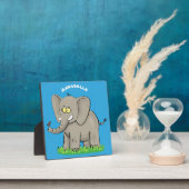 Een grappige olifant met vogel op de cartoon van d fotoplaat (Insitu)