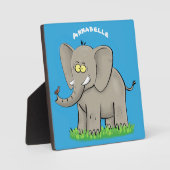 Een grappige olifant met vogel op de cartoon van d fotoplaat (Voorkant)
