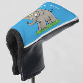 Een grappige olifant met vogel op de cartoon van d golfheadcover (3/4 voorkant)