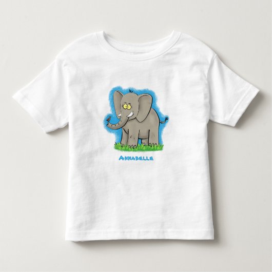 Een grappige olifant met vogel op de cartoon van d kinder shirts (Voorkant)