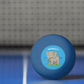 Een grappige olifant met vogel op de cartoon van d pingpongbal (Net)
