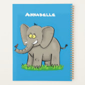 Een grappige olifant met vogel op de cartoon van d planner (Achterkant)