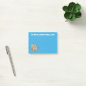 Een grappige olifant met vogel op de cartoon van d post-it® notes (Kantoor)