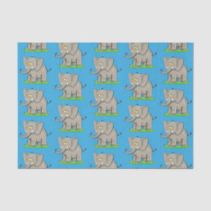 Een grappige olifant met vogel op de cartoon van d tissuepapier