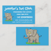 Een grappige olifant met vogel op de cartoon van d visitekaartje (Voorkant / Achterkant)