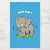 Een grappige olifant met vogel op de cartoon van d voedselcontainer etiket (Enkel label)