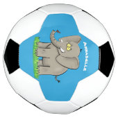 Een grappige olifant met vogel op de cartoon van d voetbal (Gedraaid)