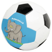 Een grappige olifant met vogel op de cartoon van d voetbal (Drie kwart)