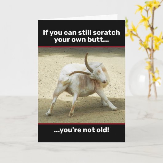 Een grappige oude geit kan nog steeds zijn eigen g kaart (Gele Bloem)