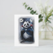Een grappige panda Dracula op een witte Feestdagenkaart (Staand voorkant)