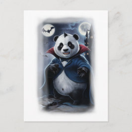 Een grappige panda Dracula op een witte Feestdagenkaart