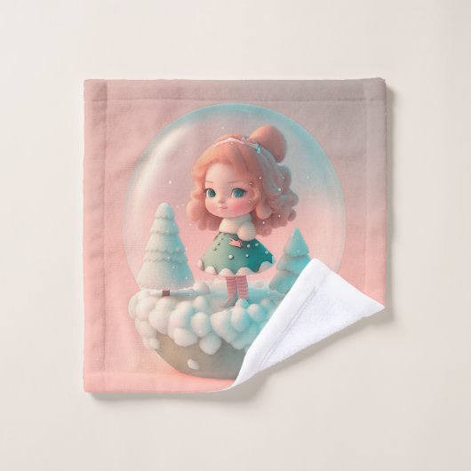 Een grappige pop op een wolk bad handdoek (Wasdoekje)