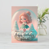 Een grappige pop op een wolk bedankkaart (Staand voorkant)