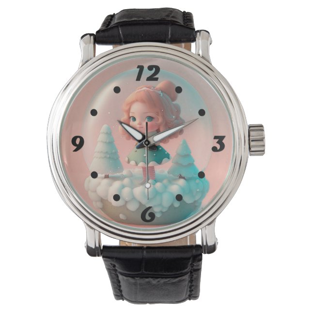 Een grappige pop op een wolk horloge (Voorkant)