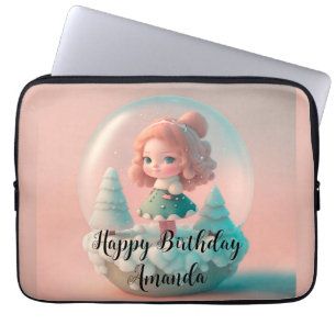 Een grappige pop op een wolk laptop sleeve