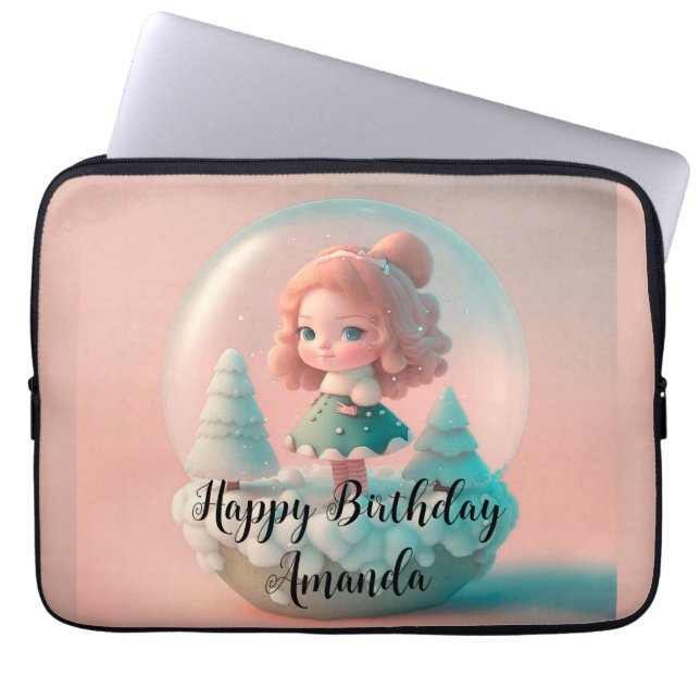 Een grappige pop op een wolk laptop sleeve (Voorkant)