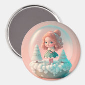 Een grappige pop op een wolk magneet (Voorkant / Achterkant)