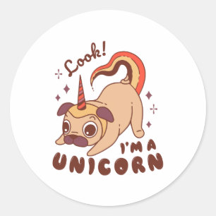 Een grappige pug eenhoorn Kijk ik ben een Eenhoorn Ronde Sticker