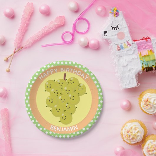 Een grappige stelletje druiven reünie cartoon papieren bordje (Feest)