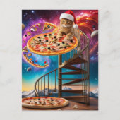 Een grappige surrealistische kerstmuts kerstpizza  briefkaart (Voorkant)