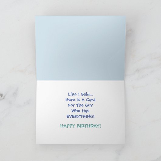 Een grappige vent die alles heeft, Blauwe Chevy ui Kaart (Binnen)