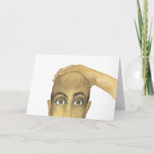 Een grappige vent zonder haar kaart