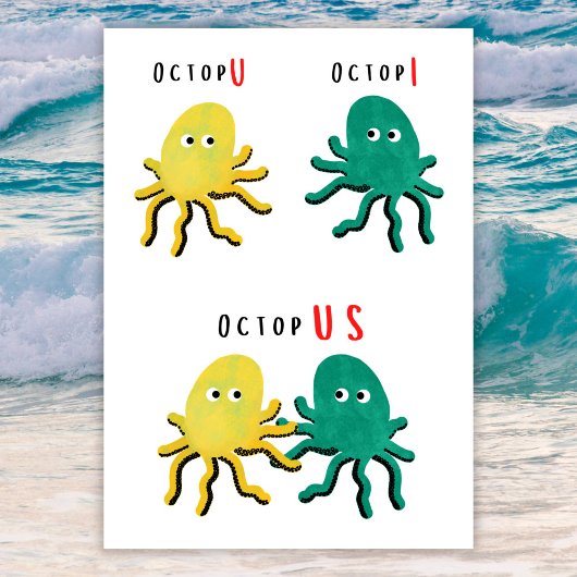 Een grappige verjaardagskaart met een octopus pun kaart