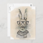 Een grappige waterverf met bril en sjaal briefkaart (Voorkant / Achterkant)