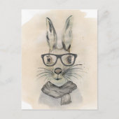 Een grappige waterverf met bril en sjaal briefkaart (Voorkant)