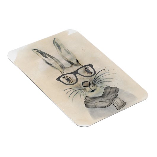 Een grappige waterverf met bril en sjaal magneet (Rechterzijde)