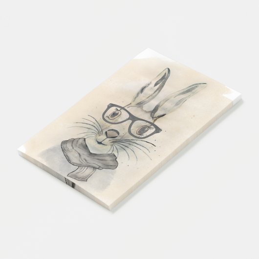 Een grappige waterverf met bril en sjaal post-it® notes (Schuin)