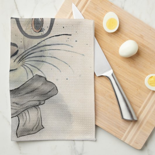 Een grappige waterverf met bril en sjaal theedoek (Quarter Fold)