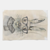 Een grappige waterverf met bril en sjaal theedoek (Horizontaal)