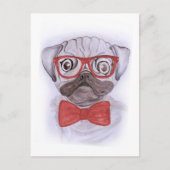 Een grappige waterverf met rode bril en boeg briefkaart (Voorkant)