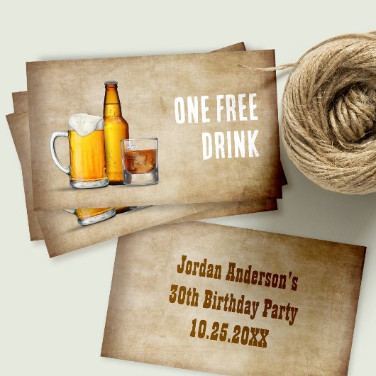 Een gratis Drink Kaart of ticket