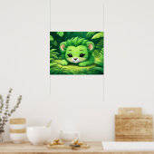 Een Green Lion Cub in het Oerwoud Poster (Keuken)